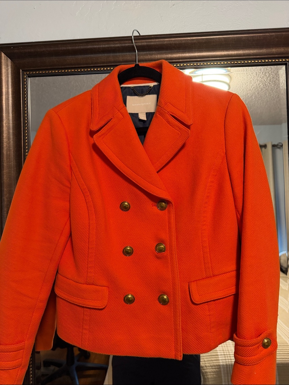 Banana Republic Orange Double-Breasted Peacoat